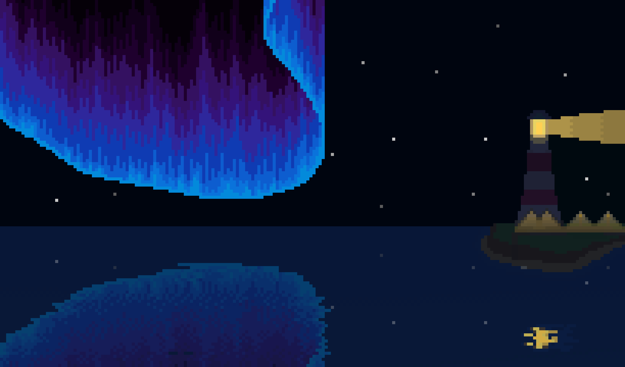 Pixelate Summer Beach Aurora horizontal